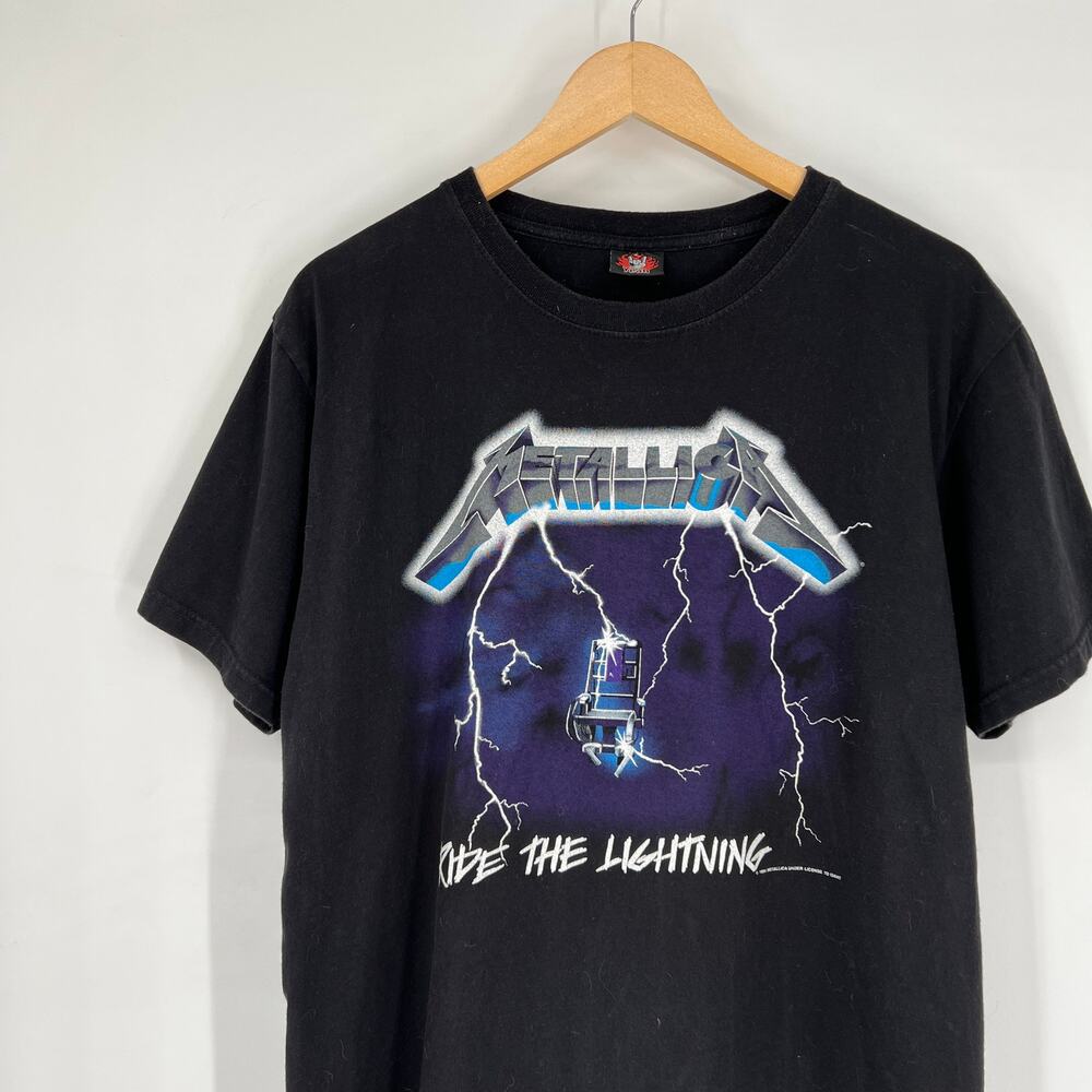 Rock Yeah Metallica Ride the Lightning Double Sided Graphic T-Shirt Size Large - Picture 4 of 4